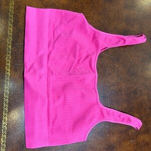 Vibrant Pink Ribbed Crop Top
